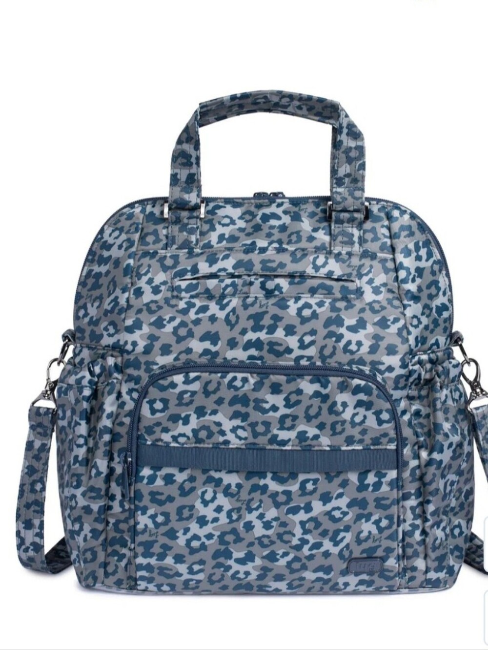 $130 Retail Lug Leopard Navy Canter Backpack Converts To Tote Or Crossbody  EUC